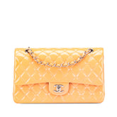 シャネル マトラッセ ココマーク チェーンショルダーバッグ オレンジ エナメル レディース CHANEL 【中古】